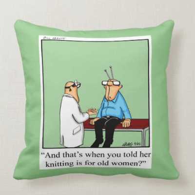 Humorous Knitting Pillow