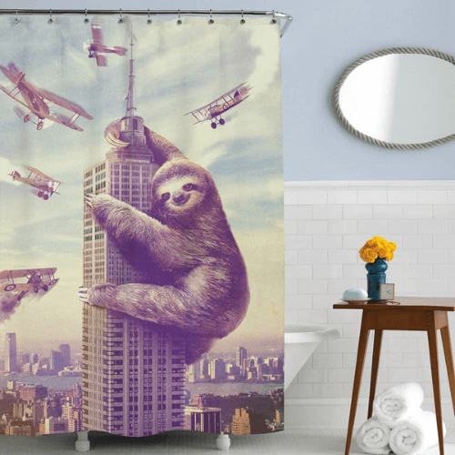 Slothzilla Funny Sloth Shower Curtain