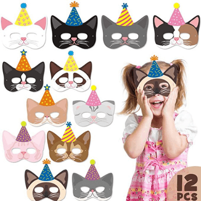 Kitten Party Masks with Party Hats