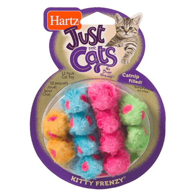 12 Pack Of Fuzzy, Colorful Mouse Toys For Cats