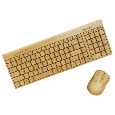 Handmade Bamboo Keyboard and Mouse Set